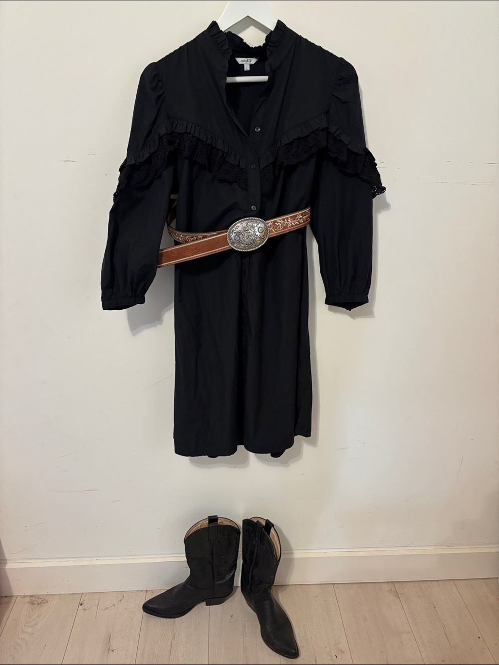 Black Ruffle Button-Front Dress - Picture 7 of 7
